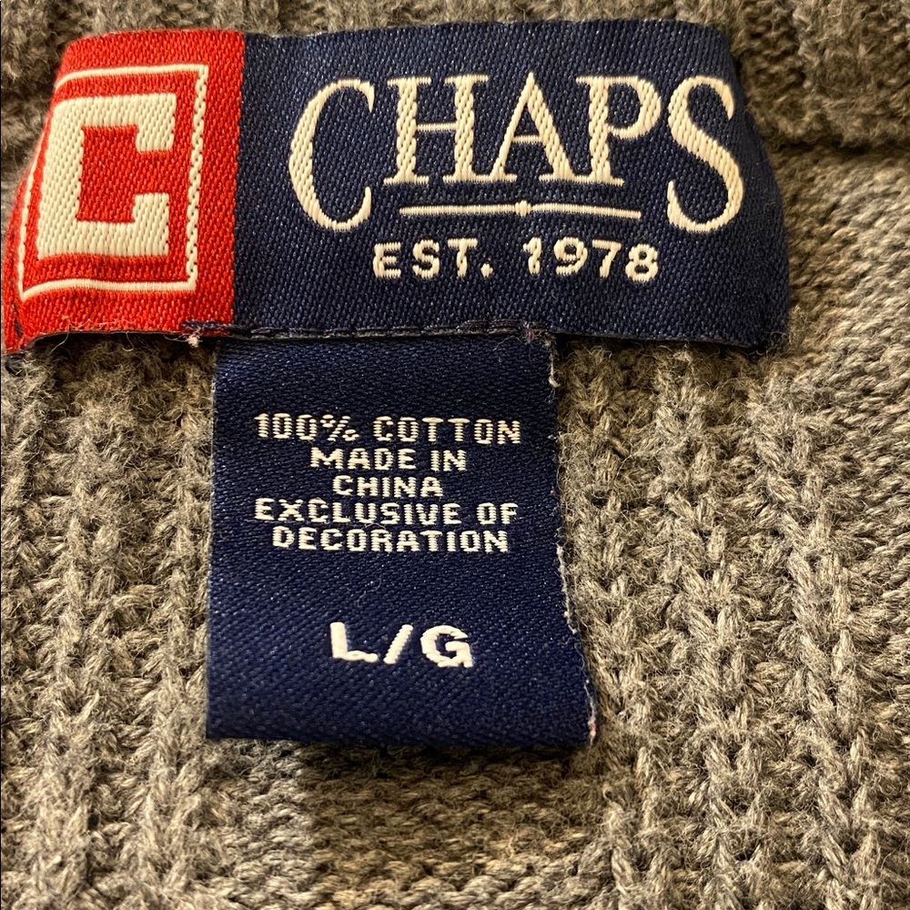 Chaps Grey Ribbed Knit Sweater - Picture 2 of 7